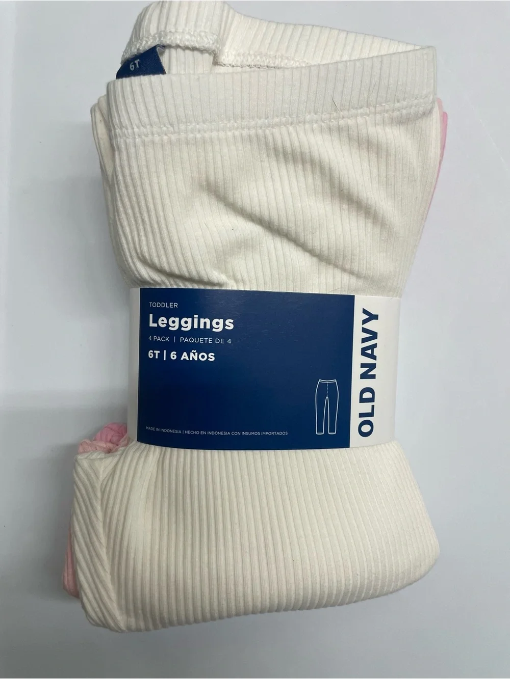 Old Navy Toddler Ribbed White & Pink Leggings 6T - 4 Pack